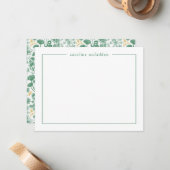 シックなグリーンディティフローラパーソナライズされた文具 ノートカード (正面/裏面インサイチュ)