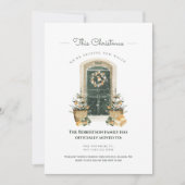 シックなグリーンドアシーズンニューホームアナウンスメント シーズンカード (正面)