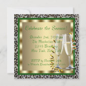 シックなグリーンハイヒールシューズクリスマスパーティー 招待状 (裏面)