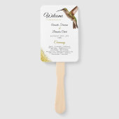 シックなグリーンハミングバードと金ゴールド結婚ダスト ハンドファン (正面)