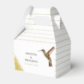 シックなグリーンハミングバードと金ゴールド結婚ダスト フェイバーボックス (裏面サイド)