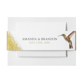 シックなグリーンハミングバードと金ゴールド結婚ダスト 招待状ベリーバンド