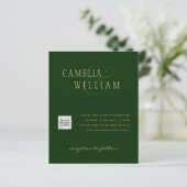 シックなグリーンフォトウェディング招待QRコード救日付 (スタンド正面)