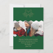 シックなグリーンフォトフェイスクリスマスホリデー シーズンカード (正面)