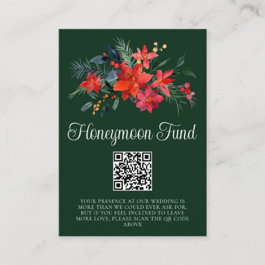シックなグリーンフローラ結婚クリスマスハネムーン基金 エンクロージャーカード (正面)