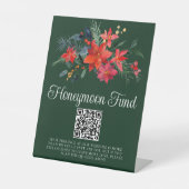 シックなグリーンフローラ結婚クリスマスハネムーン基金 台座サイン (正面)