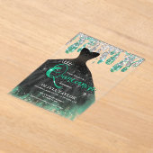 シックなグリーンブラックドレスクリスタルドリップキンセアニェラ アクリル招待状 (レイダウン)