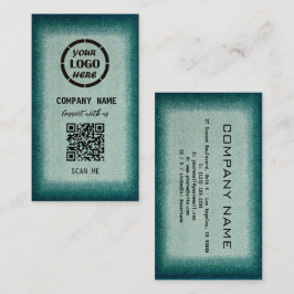 シックなグリーンプロフェッショナルデザインモダンQRコードバス 名刺
