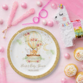 シックなグリーンホットエアバルーンベビーアニマルニュートラル ペーパープレート (パーティー)