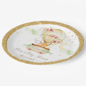 シックなグリーンホットエアバルーンベビーアニマルニュートラル ペーパープレート (アングル)