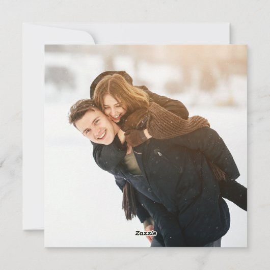 シックなグリーンホリークリスマスリース2サイドフォト シーズンカード (裏面)