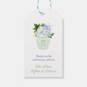 シックなグリーンホワイトフローラ男女兼用ベビーシャワー ギフトタグ (正面)