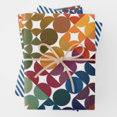 シックなグリーンマゼンタオレンジパープルピンクのアートパターン ラッピングペーパーシート (インサイチュ)