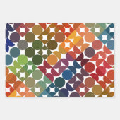 シックなグリーンマゼンタオレンジパープルピンクのアートパターン ラッピングペーパーシート (正面)