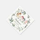シックなグリーンリーファームアニマルズベビーシャワー誕生日 スタンダードカクテルナプキン (角)