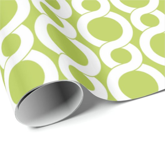 シックなグリーン抽象芸術幾何学模様モノグラム ラッピングペーパー (ロールコーナー)