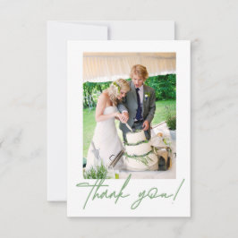 シックなグリーン結婚の写真Thank you Handlettering サンキューカード