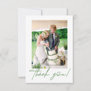 シックなグリーン結婚の写真Thank you Handlettering サンキューカード