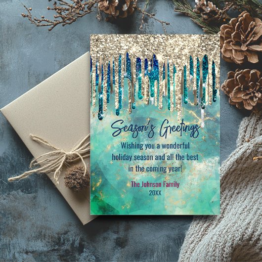 シックなグリーン金ゴールドグリッターはクリスマスの新年を乾燥