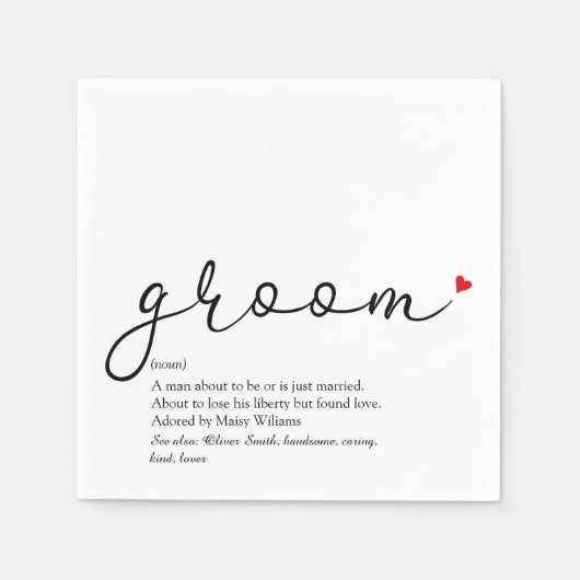 シックなグルームデフィニションStag独身スクリプトおもしろい スタンダードカクテルナプキン (正面)