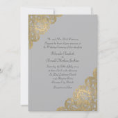 シックなグレーと金ゴールド感じ結婚式招待状 招待状 (正面)