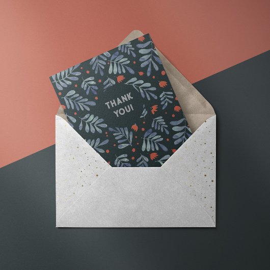 シックなグレーの枝のサンキューカード シーズンカード