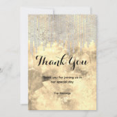 シックなグレーの金ゴールドライン感謝していストーンが滴る カード (正面)