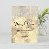 シックなグレーの金ゴールドライン感謝していストーンが滴る カード (スタンド正面)