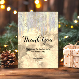 シックなグレーの金ゴールドライン感謝していストーンが滴る カード