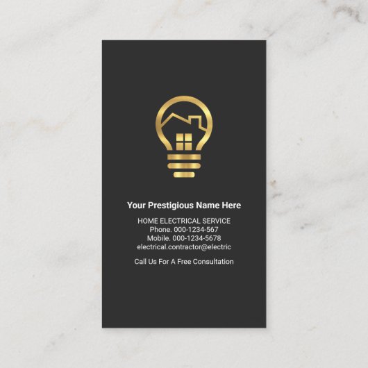 シックなグレーの黒のレイヤ金ゴールドタブ電気 名刺 (裏面)