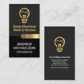 シックなグレーの黒のレイヤ金ゴールドタブ電気 名刺 (正面/裏面)