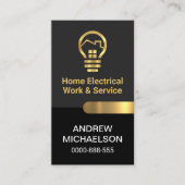 シックなグレーの黒のレイヤ金ゴールドタブ電気 名刺 (正面)