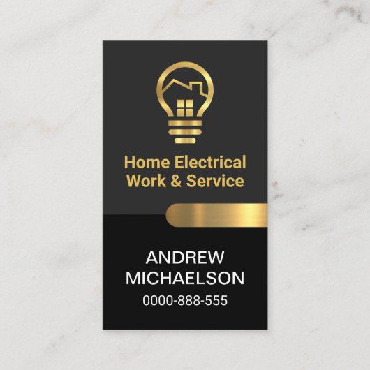 シックなグレーの黒のレイヤ金ゴールドタブ電気 名刺 (正面)