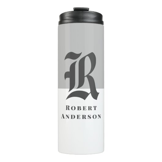 シックなグレーアンドホワイトクラシックタイポグラフィモノグラム タンブラー (正面)