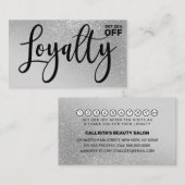 シックなグレーシルバーグリッターグラディエントタイポグラフィ ロイヤリティカード (正面/裏面)