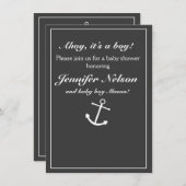 シックなグレーホワイトシャワー航海の招待状 招待状 (正面/裏面)