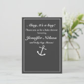 シックなグレーホワイトシャワー航海の招待状 招待状 (スタンド正面)