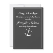 シックなグレーホワイトシャワー航海の招待状