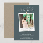 シックなグレーミニマルカスタムフォトベビーシャワー招待状 サンキューカード (正面/裏面)