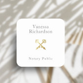 シックなグレーミニマル金ゴールド交差スケルトン鍵公証人 スクエアシール