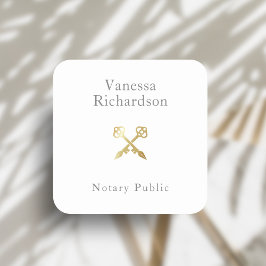 シックなグレーミニマル金ゴールド交差スケルトン鍵公証人 スクエアシール