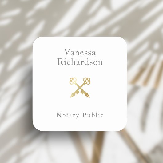 シックなグレーミニマル金ゴールド交差スケルトン鍵公証人 スクエアシール