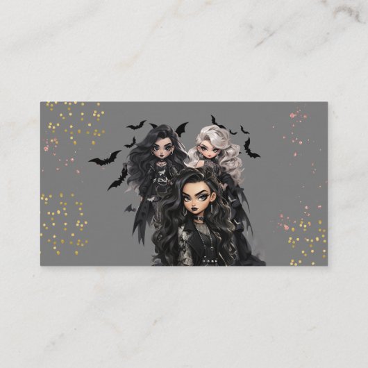 シックなグレームゴシックホラーの女の子誕生日パーティー エンクロージャーカード (裏面)