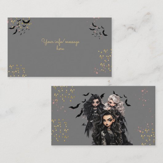 シックなグレームゴシックホラーの女の子誕生日パーティー エンクロージャーカード (正面/裏面)