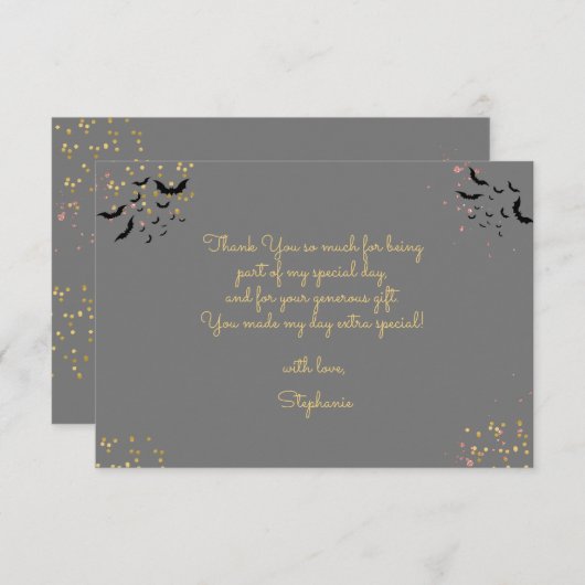 シックなグレームゴシックホラーの女の子誕生日パーティー サンキューカード (正面/裏面)