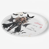 シックなグレームゴシックホラーの女の子誕生日パーティー ペーパープレート (アングル)