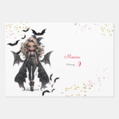 シックなグレームゴシックホラーの女の子誕生日パーティー ラッピングペーパーシート (正面)