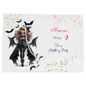 シックなグレームゴシックホラーの女の子誕生日パーティー ラージペーパーバッグ (裏面)