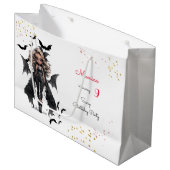 シックなグレームゴシックホラーの女の子誕生日パーティー ラージペーパーバッグ (正面アングル)