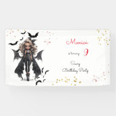 シックなグレームゴシックホラーの女の子誕生日パーティー 横断幕 (横)